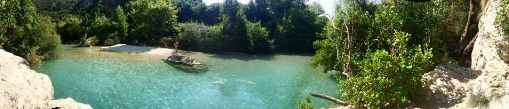 Lush riverside scenery